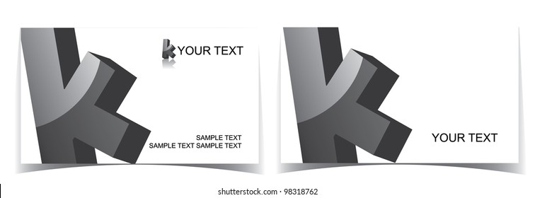 Glossy Silver Alphabet Symbol Icon Business Card Set EPS 8 vector, grouped for easy editing.