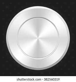 Glossy silver badge on black background