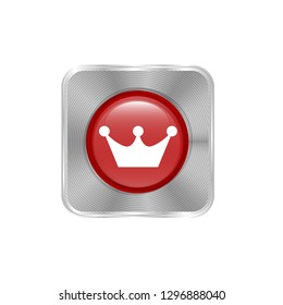 glossy silver button with King's crown icon inside