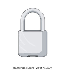 Vetor de cadeado prata brilhante com um design limpo e mínimo. Ideal para ilustrar conceitos relacionados a segurança, proteção, privacidade ou bloqueio em mídia digital ou impressa.