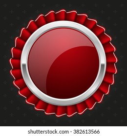 Glossy silver rosette on black background