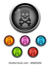 Glossy skull button icon set in 6 colors