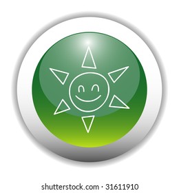 Glossy Smiling Sun Button