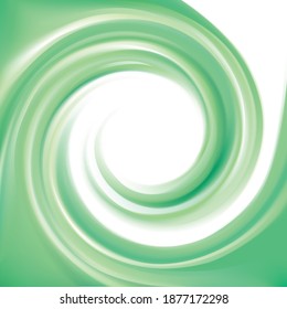 Glossy smooth shiny creative mix wavy eddy bio jade aqua radial curvy fond symbol icon sign logo emblem. Space for text in white center of funnel. Gel fluid cream surface vivid malachite mint color