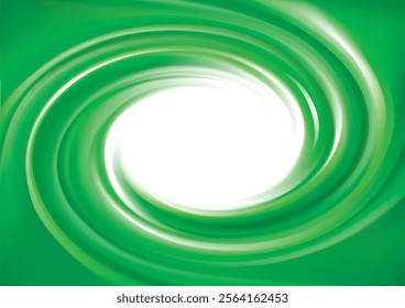 Glossy smooth shiny creative mix wavy eddy bio jade aqua radial curvy fond with space for text in white center of funnel. Gel fluid cream surface vivid malachite mint color