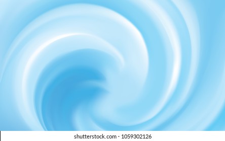 Glossy smooth shiny mix wavy eddy aqua radial curvy fond with space for text in light cyan center. Gel fluid surface cool soft azure navy color. Organic natural sapphire stream