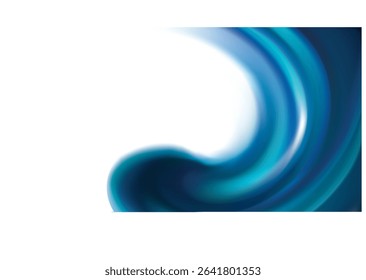 Glossy smooth shiny mix wavy eddy aqua radial curvy fond with space for text in dark cyan center. Gel fluid surface cool soft navy color. Organic natural sapphire stream