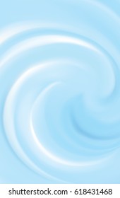 Glossy smooth shiny mix wavy eddy aqua radial curvy fond with space for text in light cyan center. Gel fluid surface cool soft azure navy color. Organic natural sapphire stream