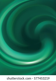 Glossy smooth shiny wavy eddy jade radial curvy fond with space for text in center. Fluid surface cool malachite mint color