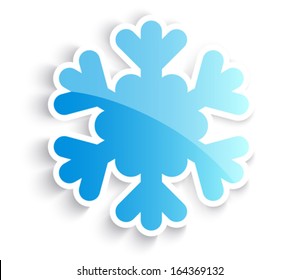 Glossy Snowflake Sticker For Christmas. Vector Illustration