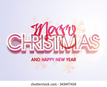 Glossy Snowflakes decorated greeting card for Merry Christmas and Happy New Year celebrations.