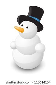Glossy snowman on white background