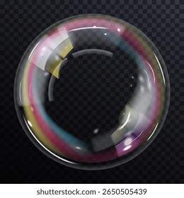 Glossy soap bubble set with realistic shine, isolated on clear PNG background. Ideal for air freshness design, bathroom scenes, fun party flyers, cosmetic branding or UI sparkle effects.
