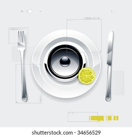 Glossy speaker on a plate