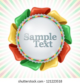 glossy speech bubble with ribbons colored in rastafarian colors