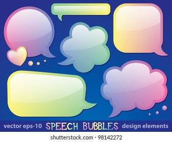 glossy speech bubbles collection, design elements, vector eps-10