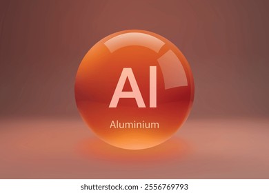 Glossy sphere with "Al" Aluminium symbol on a gradient background.