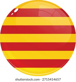 Esfera brilhante com riscas vermelhas e amarelas alternadas.