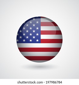 Glossy sphere with american flag. EPS10 vector