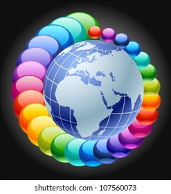 Glossy sphere around globe