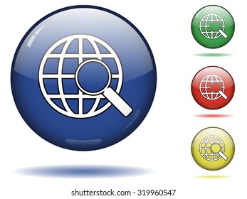Glossy sphere icon set of web search