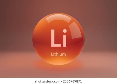 Glossy sphere with "li" Lithium symbol on a gradient background.