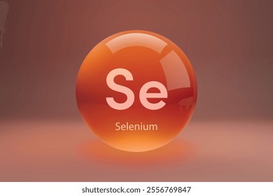 Glossy sphere with "Se" Selenium symbol on a gradient background.