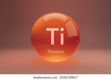 Glossy sphere with "Ti" Titanium symbol on a gradient background.