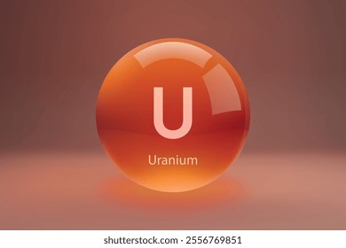 Glossy sphere with "U" Uranium symbol on a gradient background.