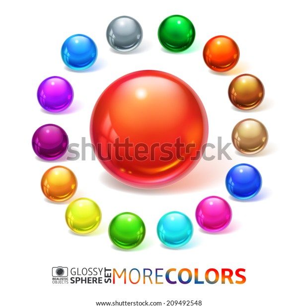 Glossy Spheres Buttons Set Stock Vector (Royalty Free) 209492548