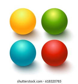 Glossy spheres, buttons set on white. Realistic vector illustration