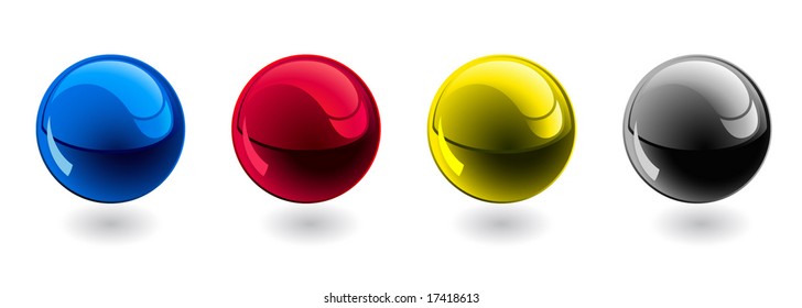 Glossy spheres. CMYK