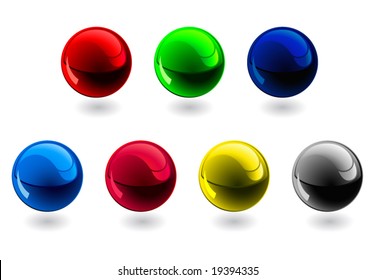 Glossy spheres. RGB, CMYK