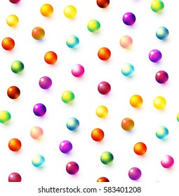 Glossy Spheres Seamless Pattern. Game, Party and Candy Background. Shining Objects. Vector illustration