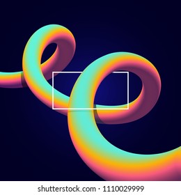Glossy spiralförmige Form abstrakt auf blauem Hintergrund.