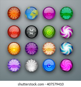 glossy spyral buttons