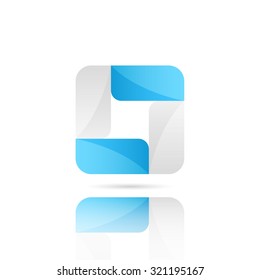 Glossy square abstract figure, 3d vector logo, eps 10