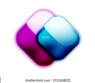 Glossy square banner vector design template, advertising sale layout, glass frame for text or logo presentation. Vector art
