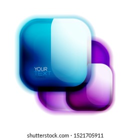 Glossy square banner vector design template, advertising sale layout, glass frame for text or logo presentation. Vector art