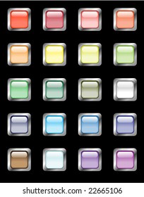 Glossy square button Set for Web Applications - Vector