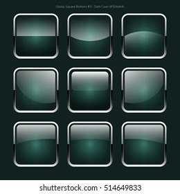 Glossy Square Buttons Set
