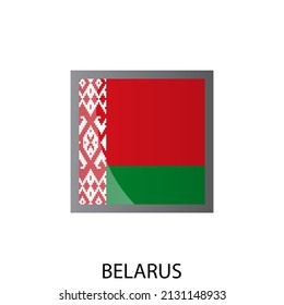 Glossy square flag of Belarus icon. Simple isolated button. Eps10 vector illustration.
