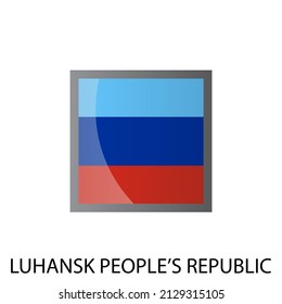 Glossy square flag of Luhansk people's republic icon. Simple isolated button. Eps10 vector illustration.