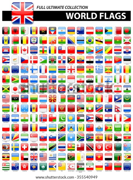 Glossy Square Flags World Full Ultimate Stock Vector Royalty Free