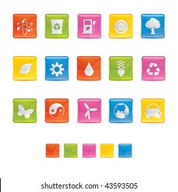 Glossy Square Icons - Ecology in Adobe Illustrator EPS 8 for multiple applicatios.