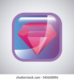 glossy square with pink diamond icon over white background. colorful design. vector illustration