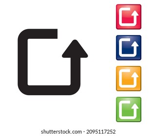 Glossy quadratischer Rundpfeil Symbol-Symbol-Zeichensatz Illustration. Infografiken