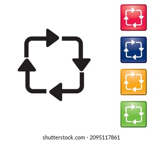 Glossy square round arrow icon symbol illustration set. Infographics