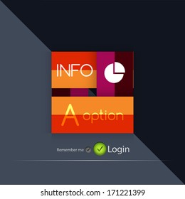Botones de opción de vector cuadrado brillante para el fondo del negocio | banderas numeradas | líneas de negocio | vector de diseño de sitio web gráfico