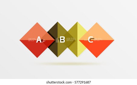 Cuadros brillantes con texto, concepto de diseño geométrico abstracto. Fondo de plantilla de vector para diseño de flujo de trabajo, diagrama, opciones de número o diseño web